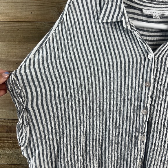 Jane + Delancey Womens Shirt Cap Sleeve Button Up Striped Seersucker Size 2X - Picture 4 of 7